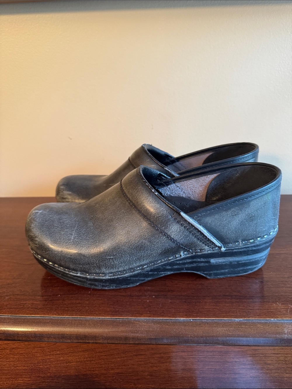 Dansko Black Leather Clog Shoes